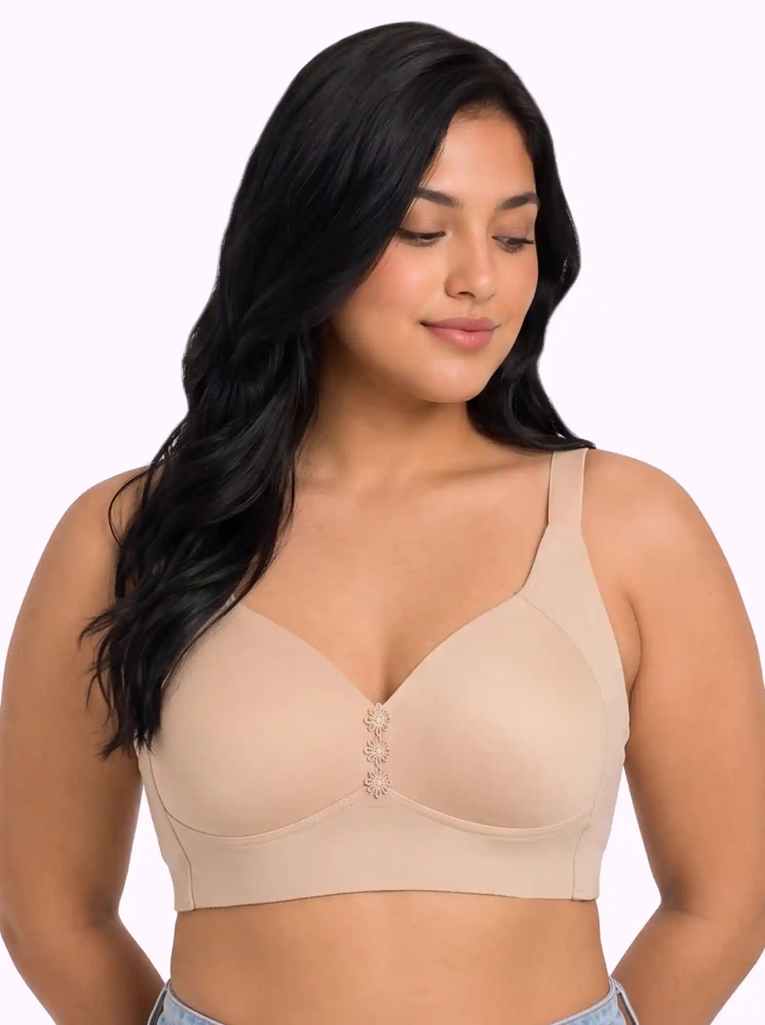 Cotton Padded Plus-Size M-frame Minimiser Bonded Bra | Balanced Shape PAL-SB-203 (Skin)