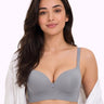 Polyamide Level-2 Padded Push-Up Maximiser Bonded Bra | 3/4th Coverage | Wire-free Comfort, No Marks, No Rashes PAL-IS-5107 (Grey)