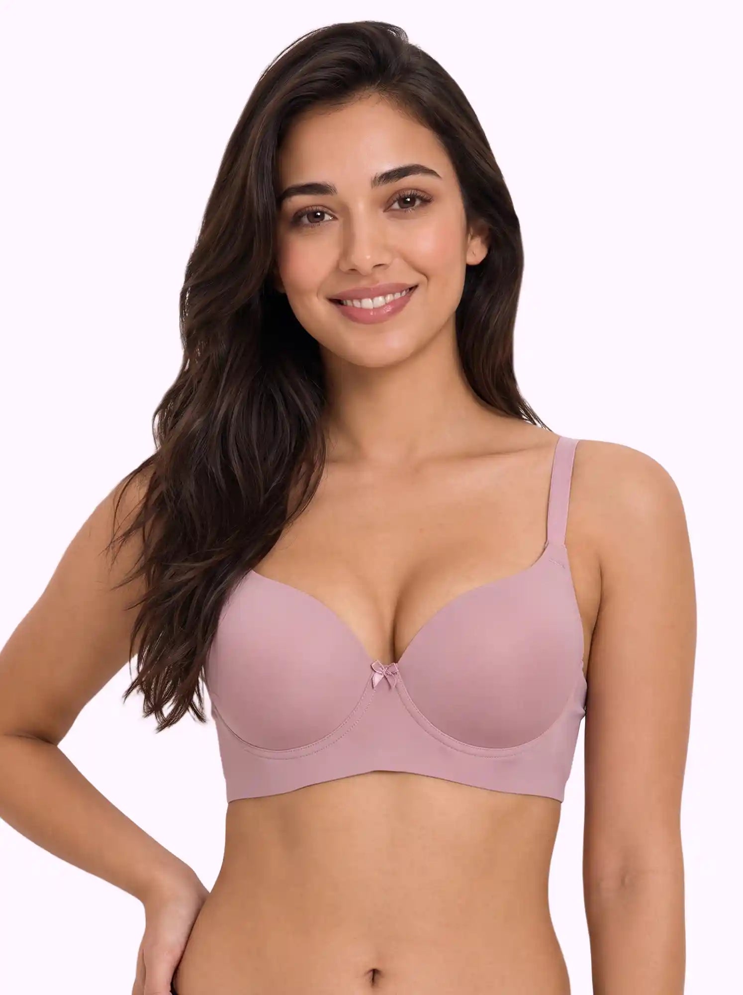 Polyamide Level-3 Padded Push-Up Bonded Bra | 3/4th Coverage | Wire-free Comfort, No Marks, No Rashes (PAL-IS-5301) (Plum)