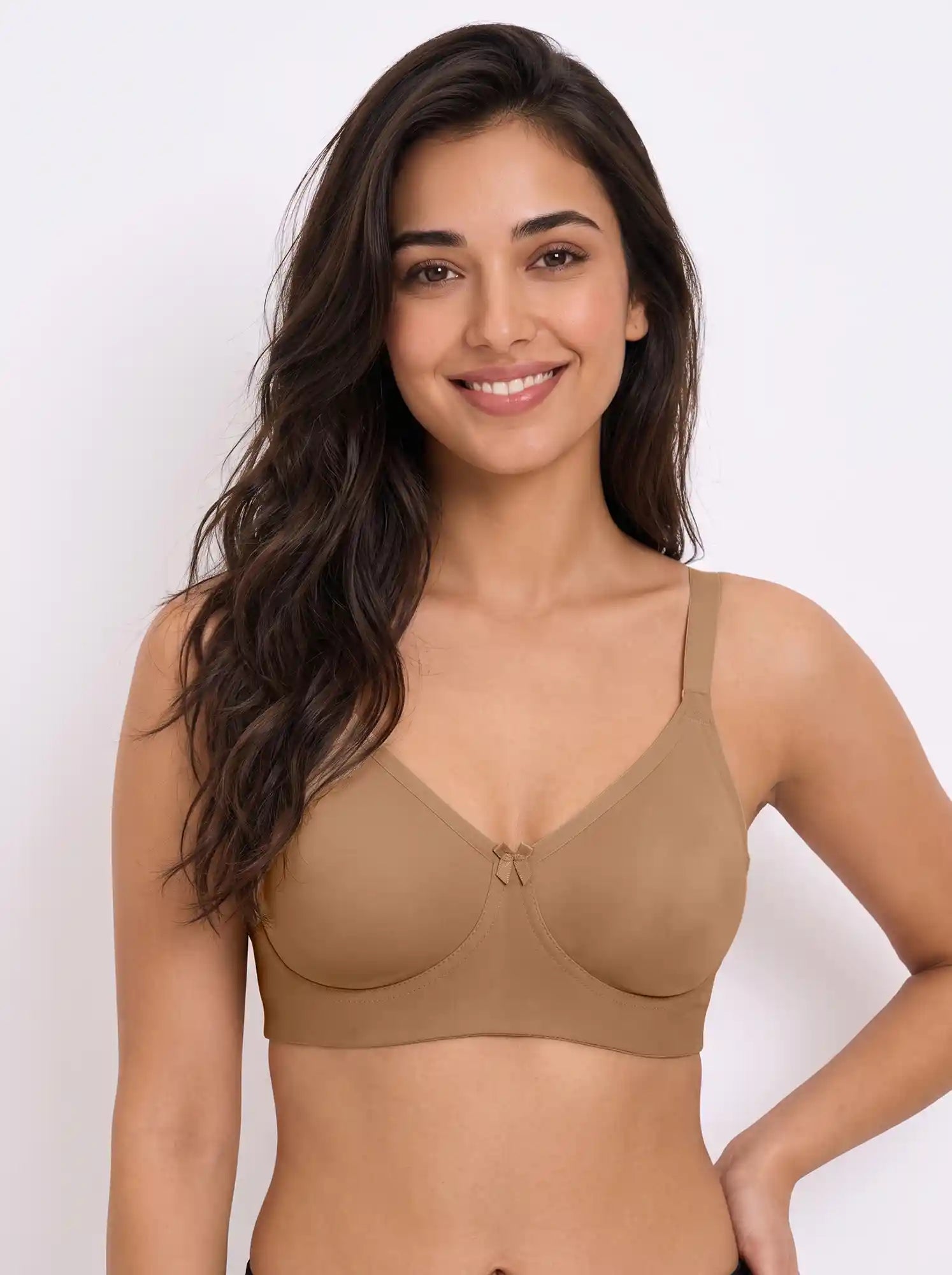 Cotton Non-Padded Full Coverage Bonded T-Shirt Bra | No-Marks, No Rashes (PAL-352) (Fawn)
