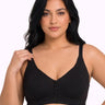 Cotton Non-Padded Plus-Size M-Frame Minimiser Bonded Bra (PAL-405)(Black)