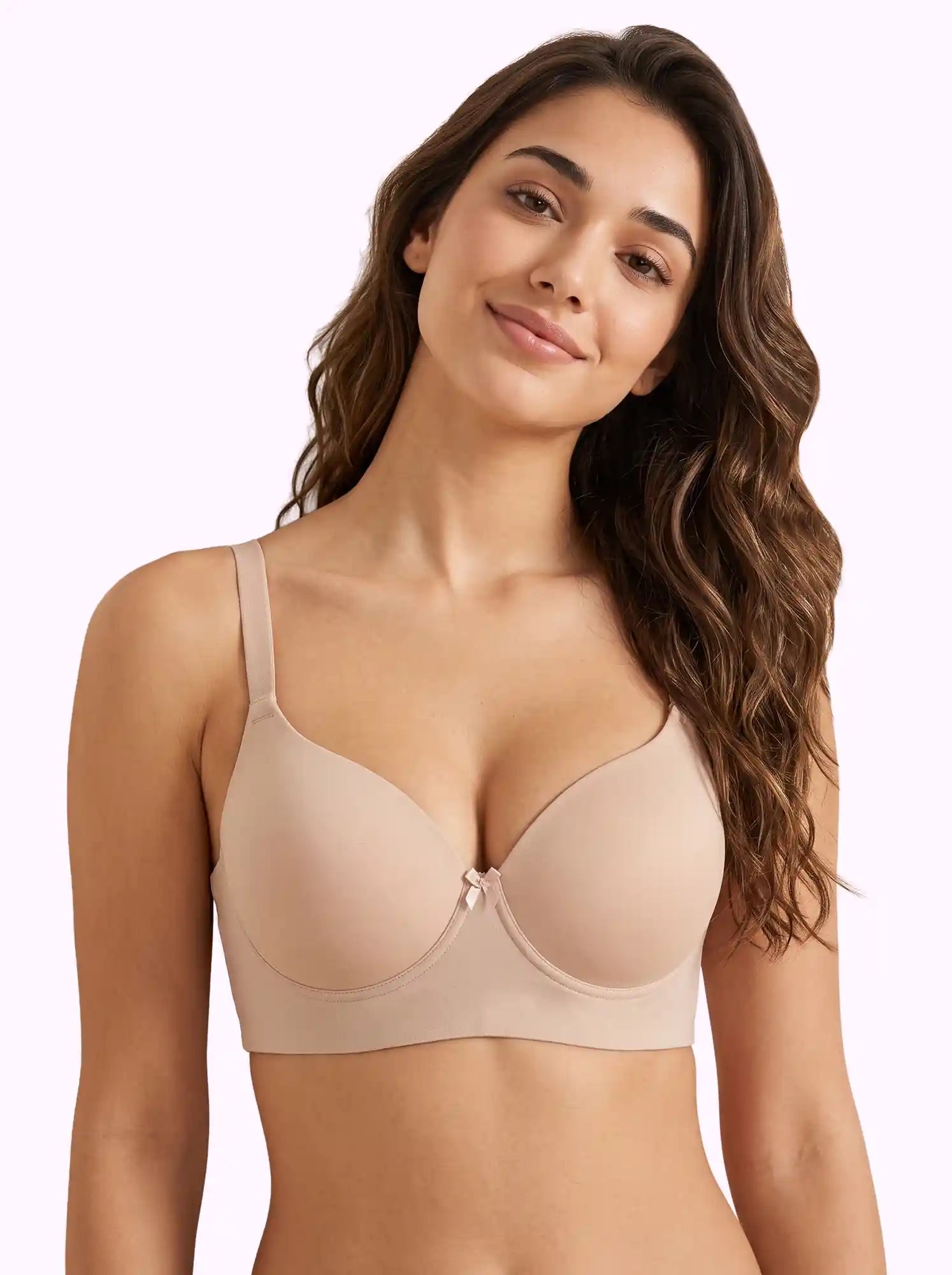 Cotton Level-3 Padded Push-Up Bonded Bra | 3/4th Coverage | Wire-free Seamless Comfort (PAL-SB-3510) (Skin)