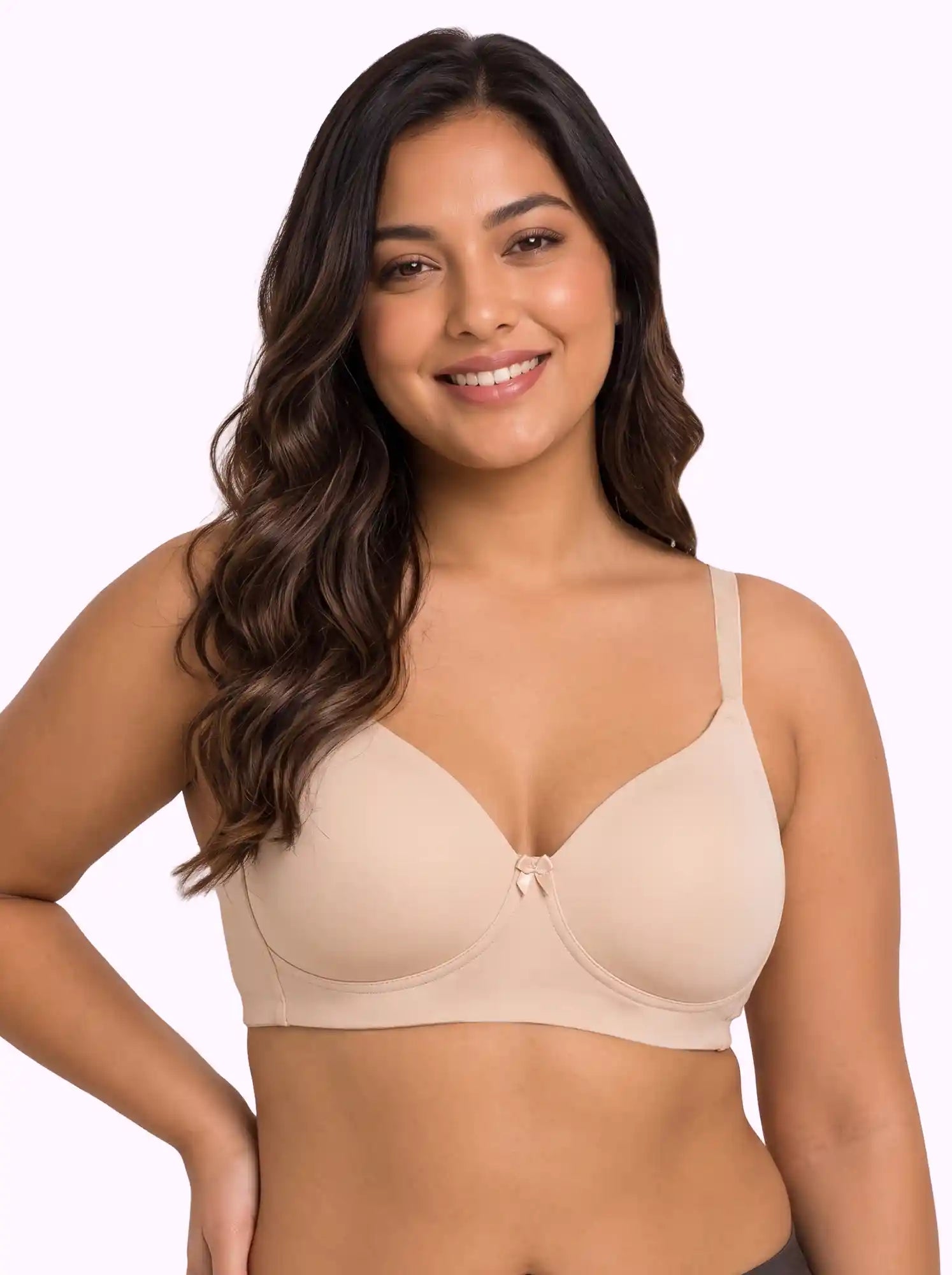 Cotton Padded T-Shirt Bonded Bra | Seamless Look, 360° Support | Full Coverage (PAL-SB-9081-9082) (SKin)