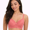 Cotton Padded Bonded Lace Bra | Inner Cotton Lining | Full Coverage | Wire-free Comfort (PAL-SB-5803) (Coral)