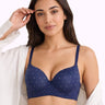Printed Polyamide Level-2 Padded Push-Up Maximiser Bonded Bra | 3/4th Coverage | Wire-free Comfort, No Marks, No Poking (PAL-51755)
