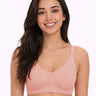 Ribbed Polyamide Lightly Padded Full Coverage Bonded T-Shirt Bra PAL-SB-98 (Peach)