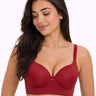 Cotton Level-3 Padded Push-Up Bonded Bra | 3/4th Coverage | Wire-free Seamless Comfort (PAL-SB-3510) (Red)