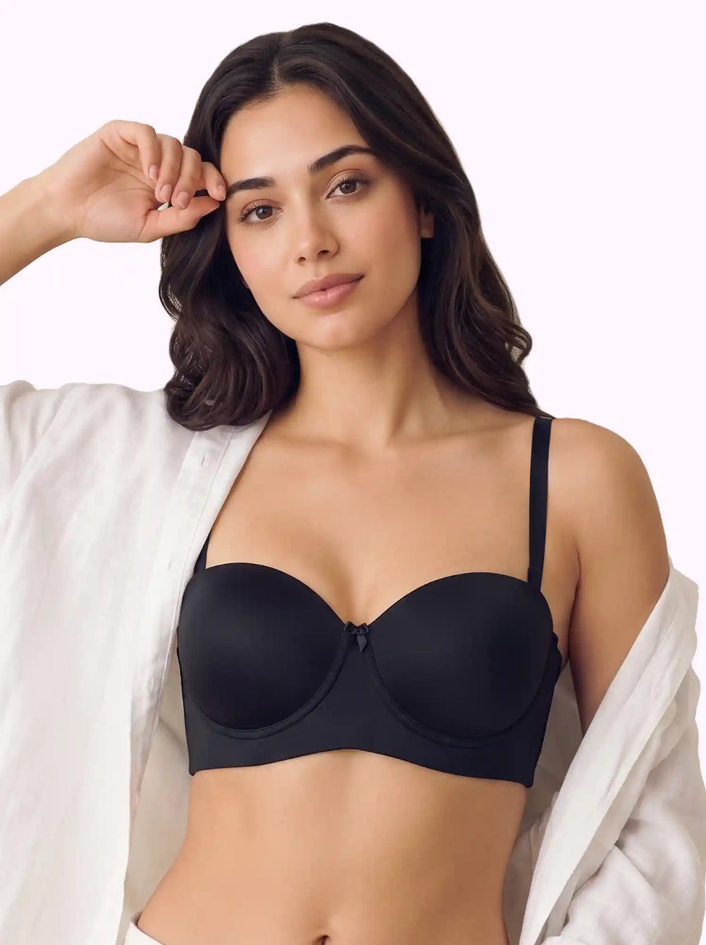 Cotton Lightly Padded Demi-Cup Bonded Bra | Medium Coverage | Wire-free Comfort (PAL-SB-1012) (Black)
