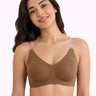Cotton Padded Backless Bonded Bra | Full Coverage | Transparent Back Strap | Detachable Shoulder Straps (PAL-SB-851)(Fawn)