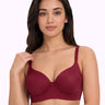 Polyamide Level-1 Padded Full Coverage Bonded T-Shirt Bra | Wire-free Comfort, No-Marks, No Rashes (PAL-5991) (Maroon)