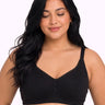 Cotton Padded Plus-Size M-Frame Minimiser Bonded Bra | Full Coverage Panels (PAL-408) (Black)