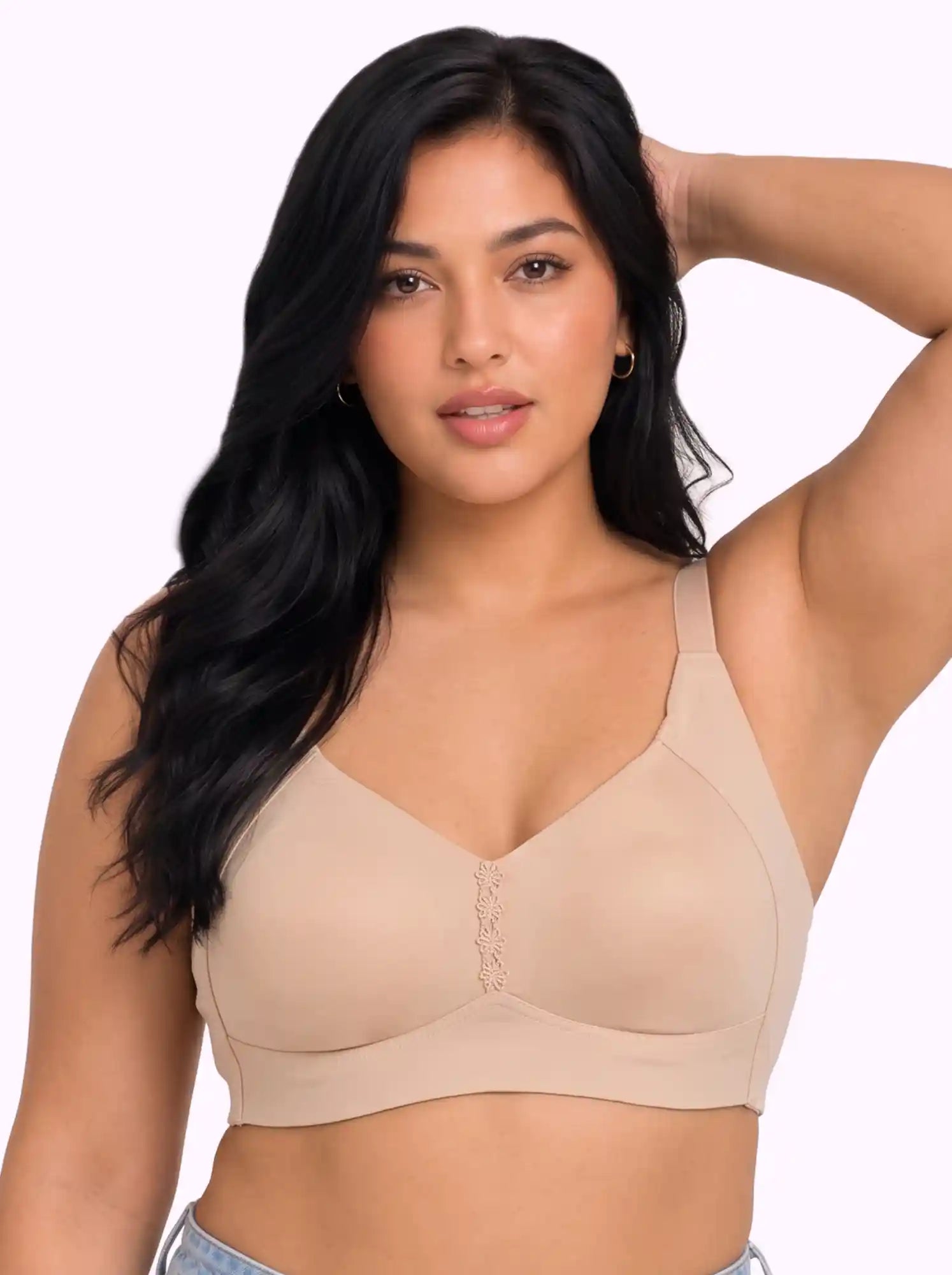 Cotton Non-Padded Plus-Size M-Frame Minimiser Bonded Bra | Balanced Shape PAL-SB-303 (Skin)