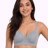 Polyamide Level-1 Padded Full Coverage Bonded T-Shirt Bra | Wire-free Comfort, No-Marks, No Rashes (PAL-5991) (Grey)