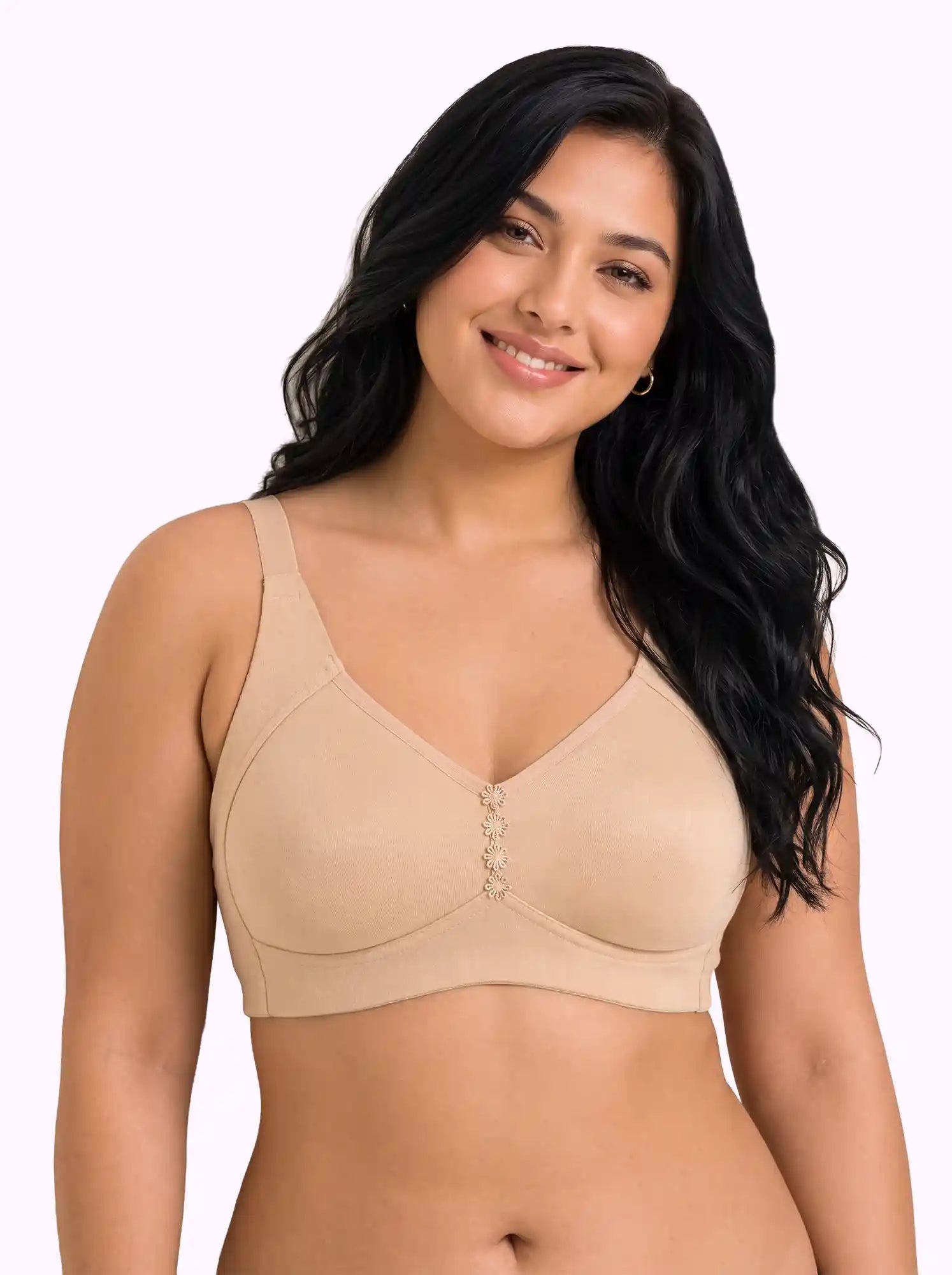 Cotton Non-Padded Plus-Size M-Frame Minimiser Bonded Bra (PAL-405)(Skin)