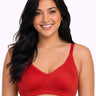 Cotton Non-Padded Plus-Size M-Frame Minimiser Bonded Bra (PAL-405)(Red)