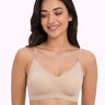 Cotton Padded Backless Bonded Bra | Full Coverage | Transparent Back Strap | Detachable Shoulder Straps (PAL-SB-851)(Skin)