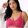Cotton Non-Padded Plus-Size M-Frame Minimiser Bonded Bra (PAL-405)(Dark Pink)