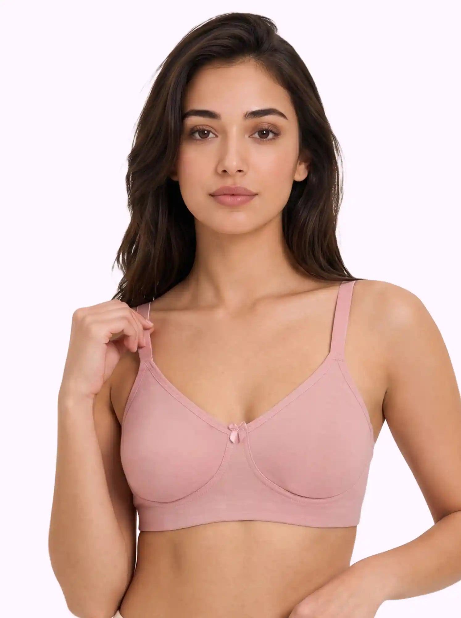 Cotton Non-Padded Full Coverage Bonded T-Shirt Bra | No-Marks, No Rashes (PAL-352) (Pink)