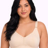 Cotton Non-Padded M-Frame Minimiser Bonded Bra | Full Coverage | Wire-free Seamless Comfort  (PAL-CT-4005) (Beige)
