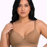 Cotton Padded Plus-Size Bonded Bra | Seamless Look, 360° Support | Full Coverage (PAL-SB-9082)(Fawn)
