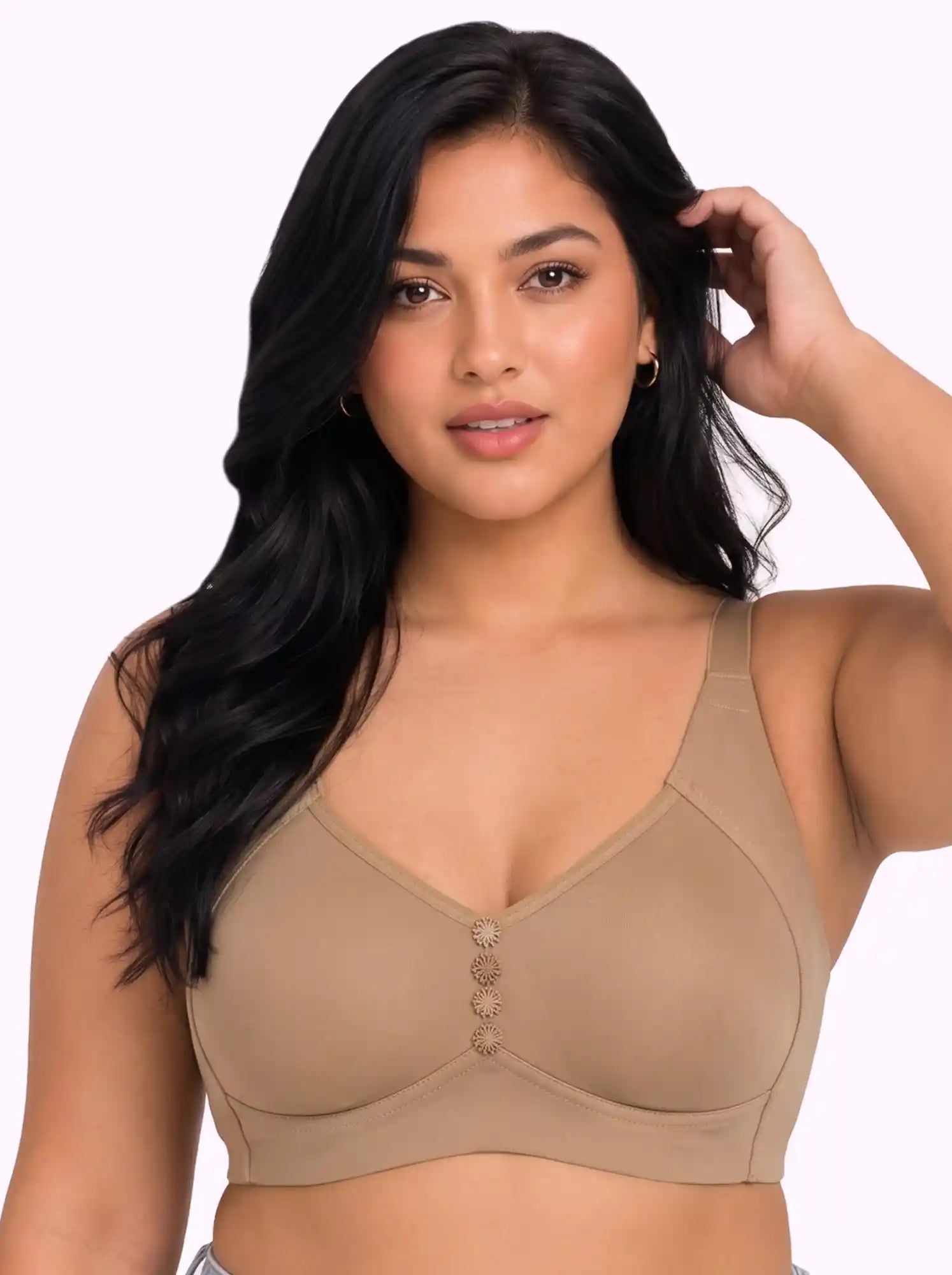 Cotton Non-Padded Plus-Size M-Frame Minimiser Bonded Bra (PAL-405)(Fawn)