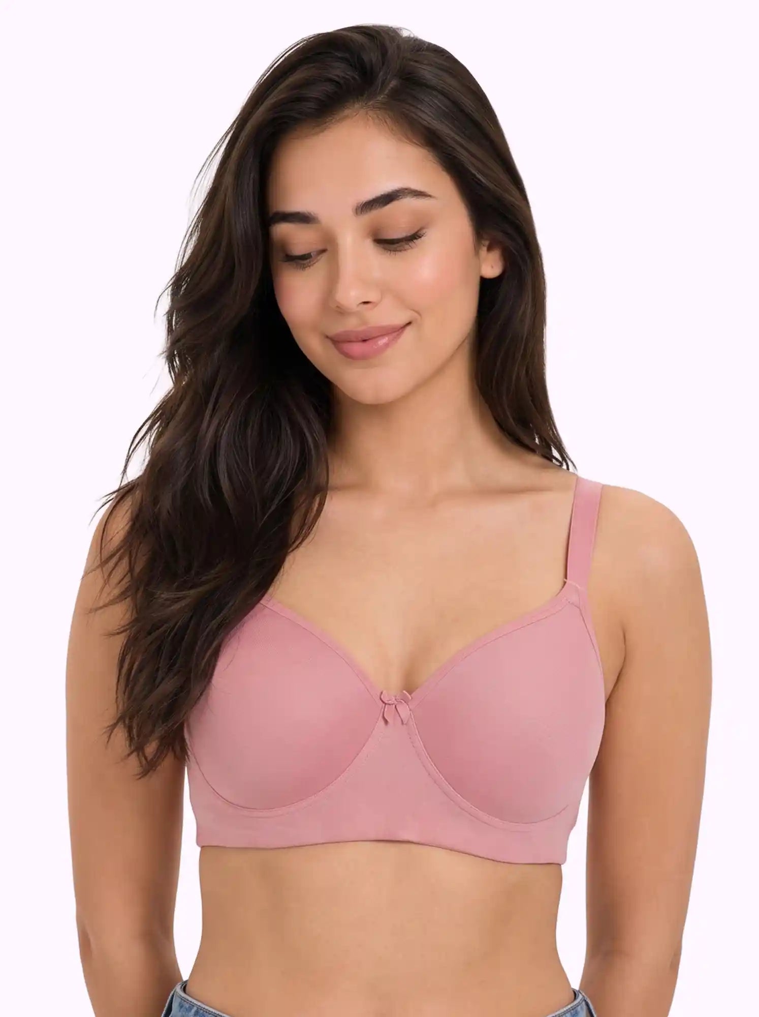 Cotton Padded Full Coverage Bonded T-Shirt Bra | No-Marks, No Rashes (PAL-1013)(Plum)