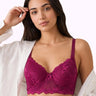 Cotton Padded Bonded Lace Bra | Inner Cotton Lining | Full Coverage | Wire-free Comfort (PAL-SB-5801) (Wine)
