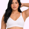 Cotton Non-Padded Plus-Size Full Coverage Bonded Bra | Broad Straps | Hidden Concealer (PAL-401) (White)