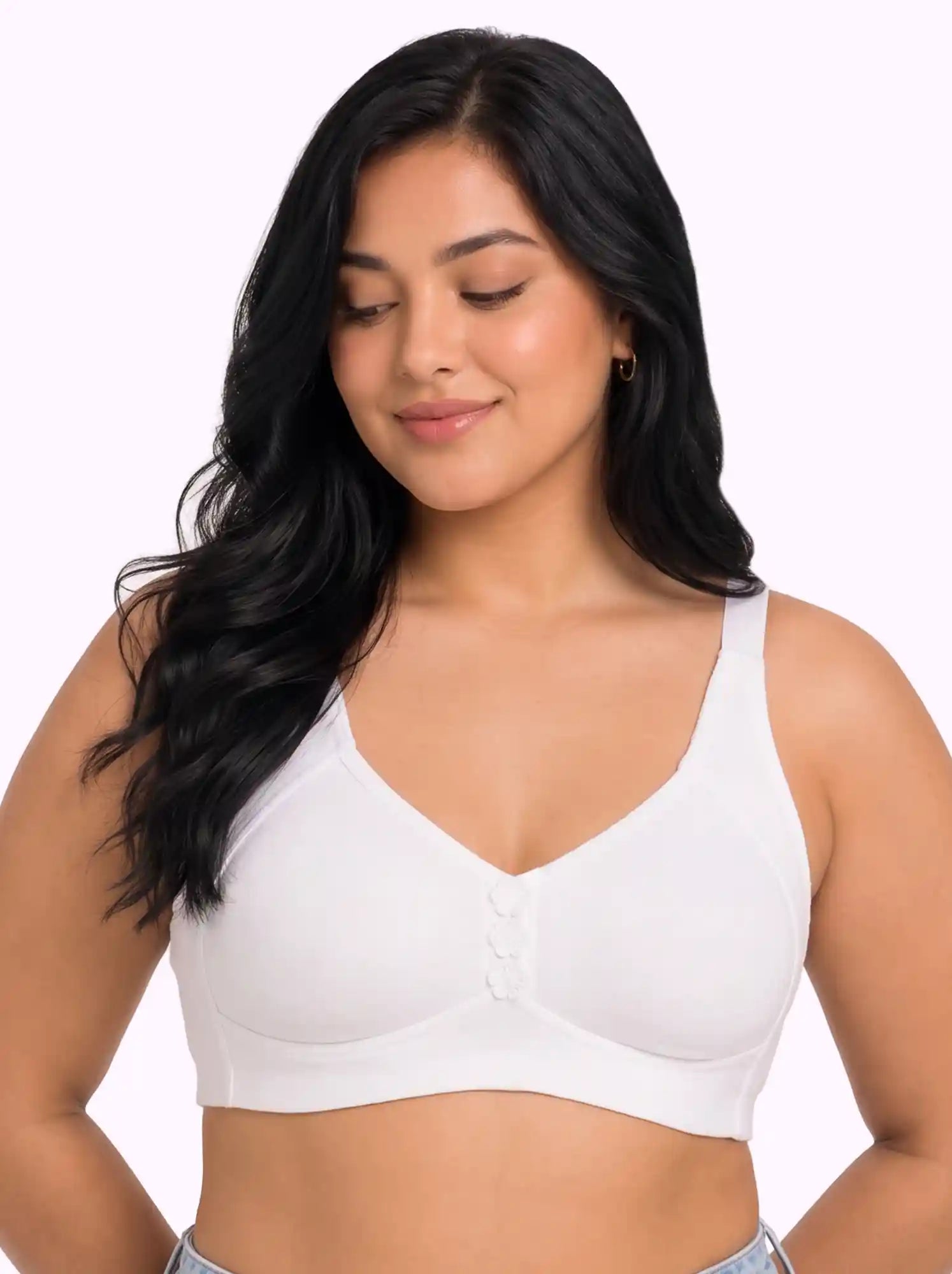 Cotton Non-Padded Plus-Size M-Frame Minimiser Bonded Bra (PAL-405)(White)