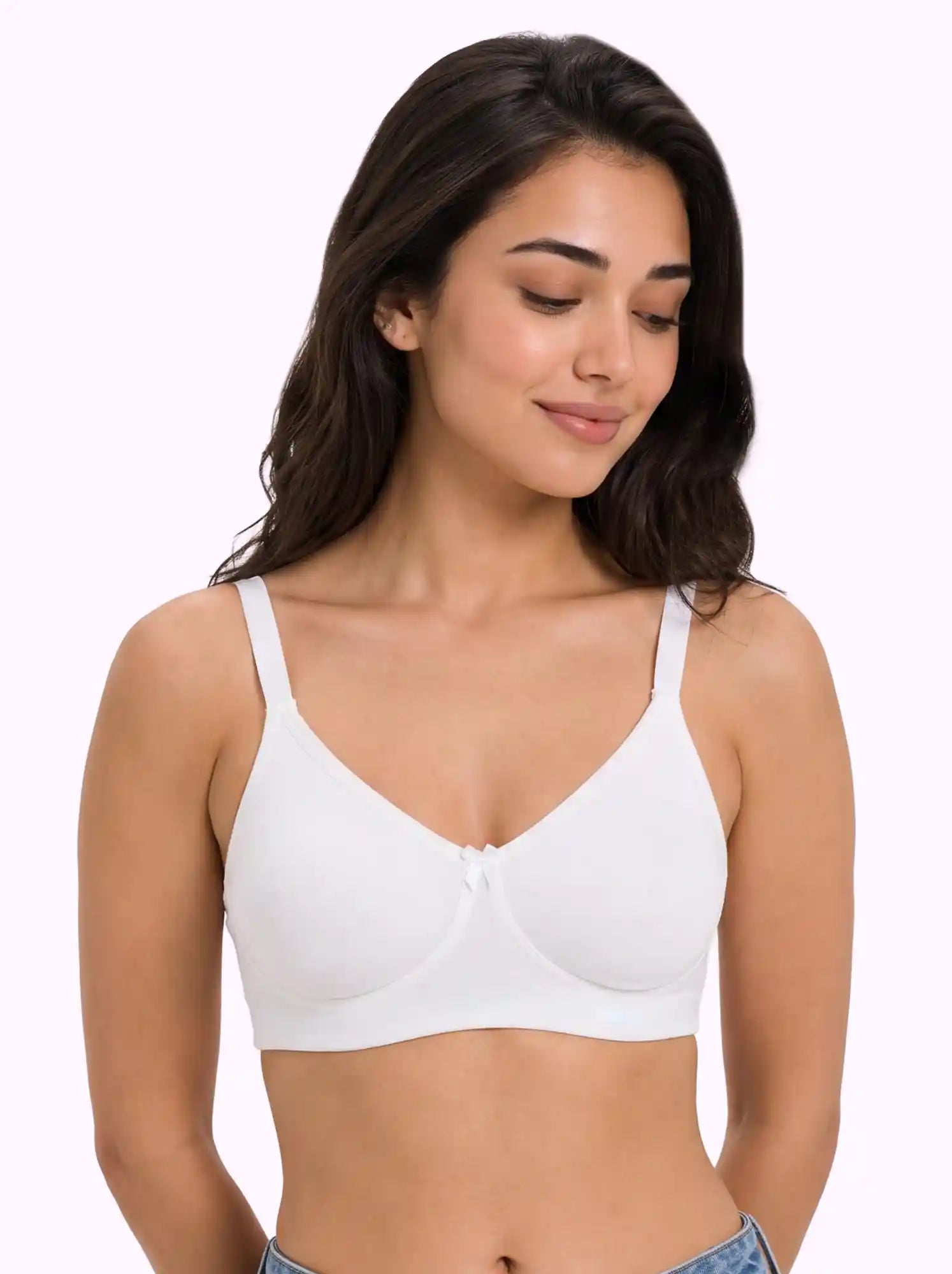 Cotton Non-Padded Full Coverage Bonded T-Shirt Bra | No-Marks, No Rashes (PAL-352) (White)