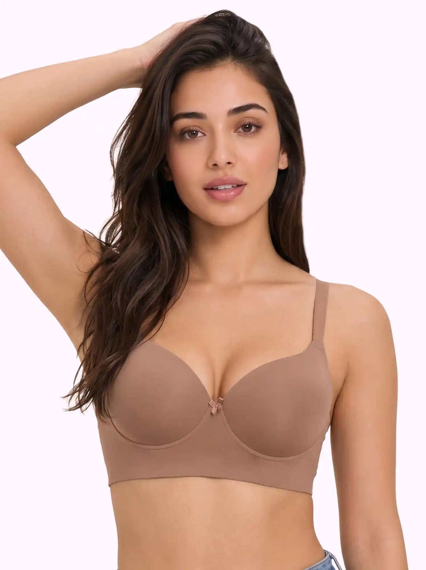 Cotton Level-3 Padded Push-Up Bonded Bra | 3/4th Coverage | Wire-free Seamless Comfort (PAL-SB-3510) (Fawn)