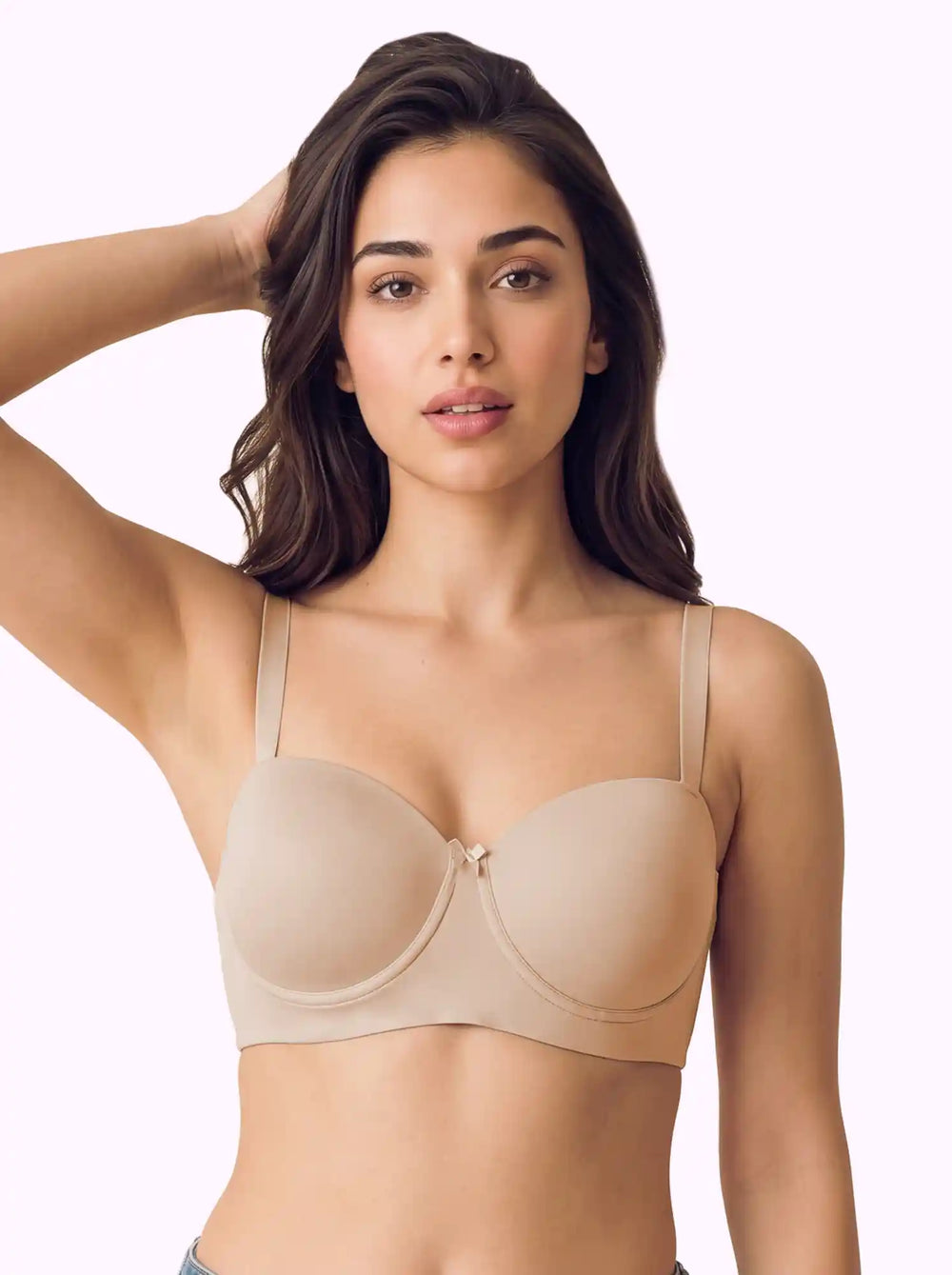 Cotton Lightly Padded Demi-Cup Bonded Bra | Medium Coverage | Wire-free Comfort (PAL-SB-1012) (Skin)