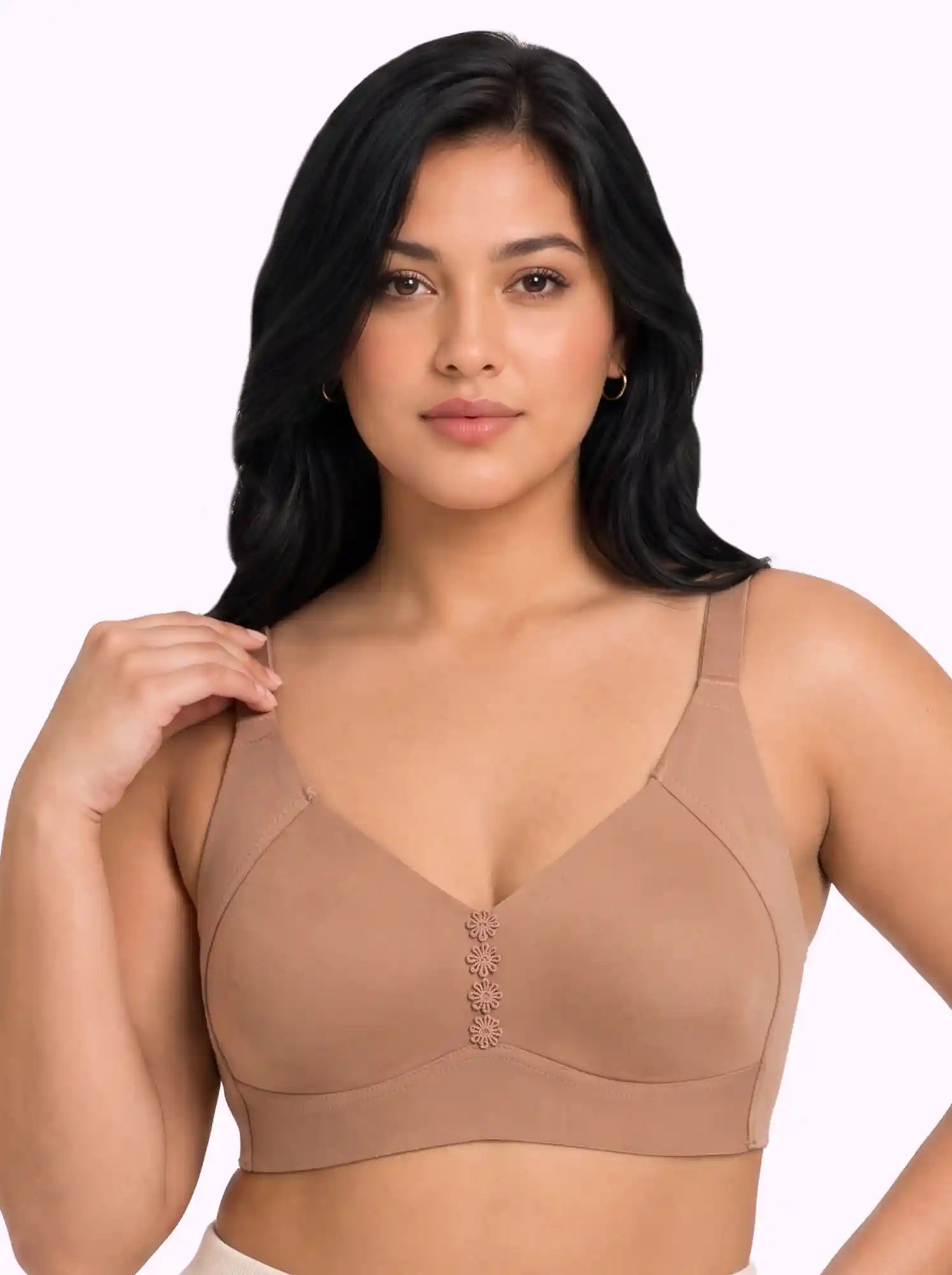 Cotton Non-Padded Plus-Size M-Frame Minimiser Bonded Bra | Balanced Shape PAL-SB-303 (Fawn)