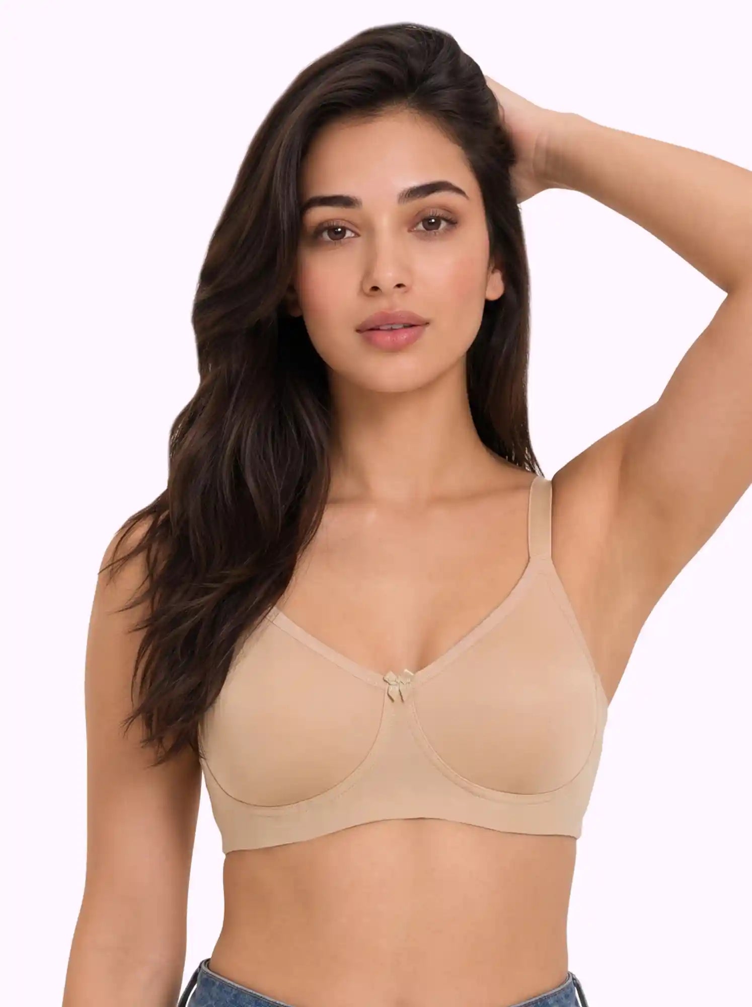 Cotton Non-Padded Full Coverage Bonded T-Shirt Bra | No-Marks, No Rashes (PAL-352) (Skin)