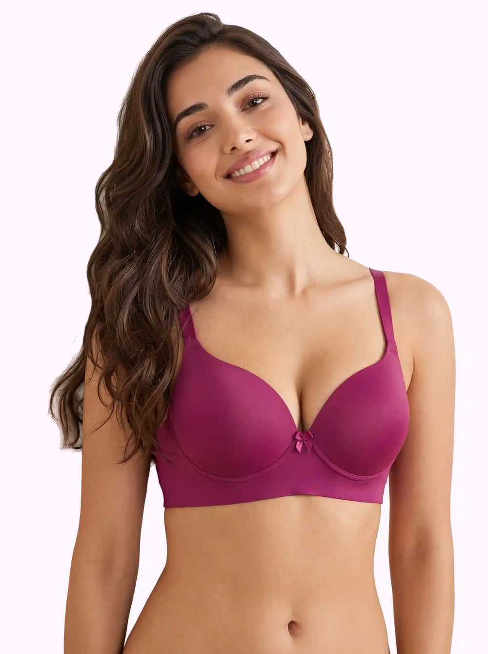 Cotton Level-3 Padded Push-Up Bonded Bra | 3/4th Coverage | Wire-free Seamless Comfort (PAL-SB-3510) (Wine)
