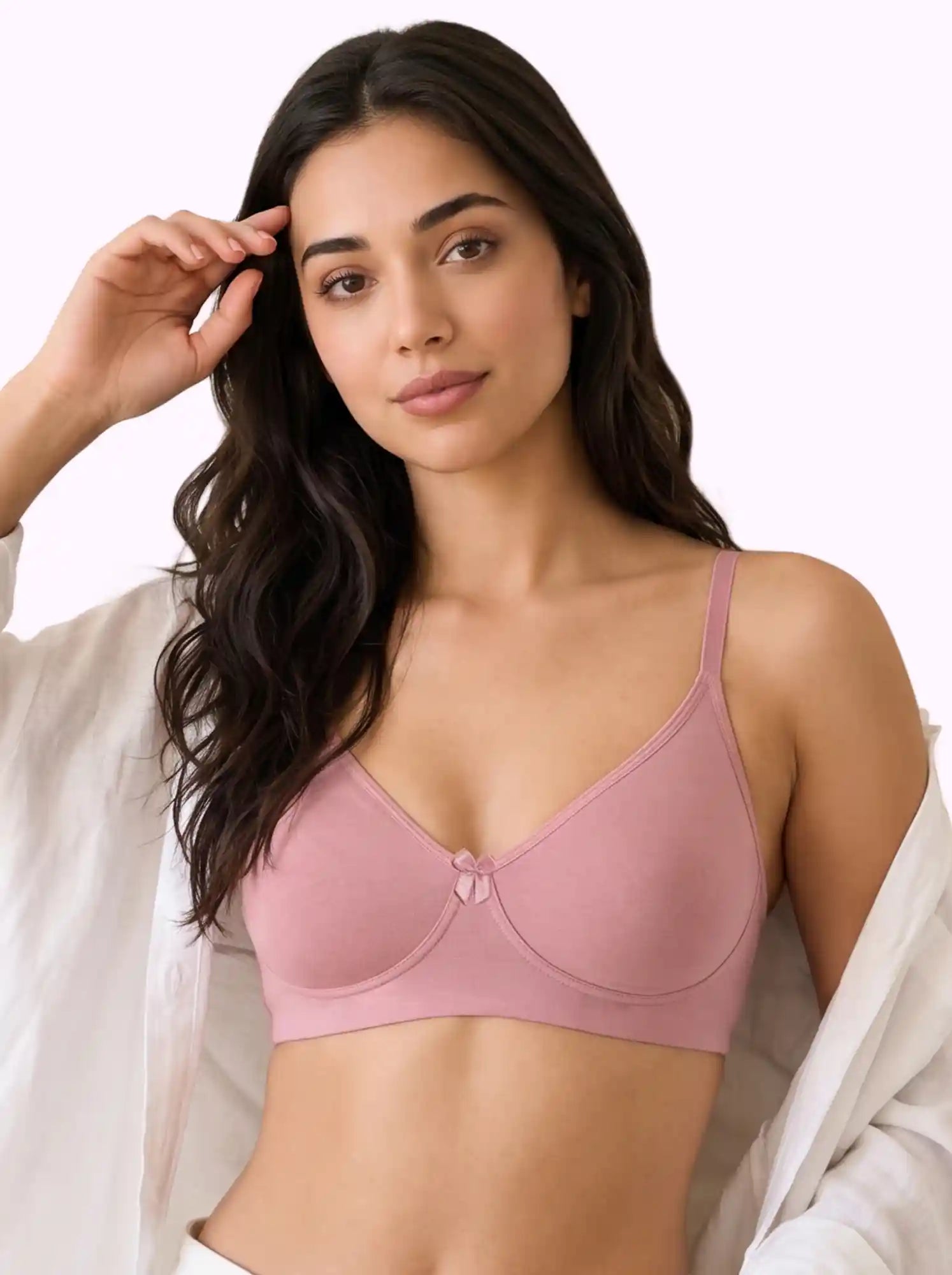 Cotton Non-Padded Full Coverage Bonded T-Shirt Bra | No-Marks, No Rashes (PAL-352) (Plum)