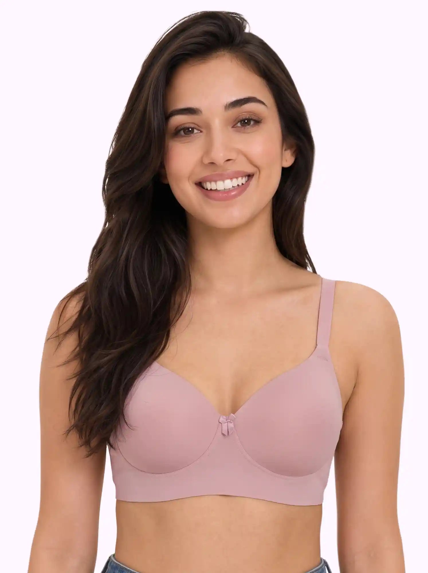 Polyamide Level-1 Padded Full Coverage Bonded T-Shirt Bra | Wire-free Comfort, No-Marks, No Rashes (PAL-5991) (Plum)