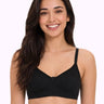 Cotton Non-Padded Full Coverage Bonded T-Shirt Bra | No-Marks, No Rashes (PAL-352) (Black)